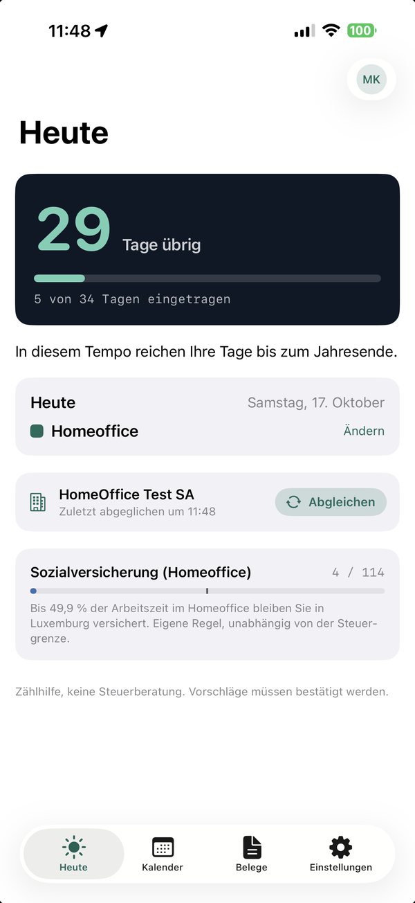 Auf einen Blick: wie viele Tage übrig sind