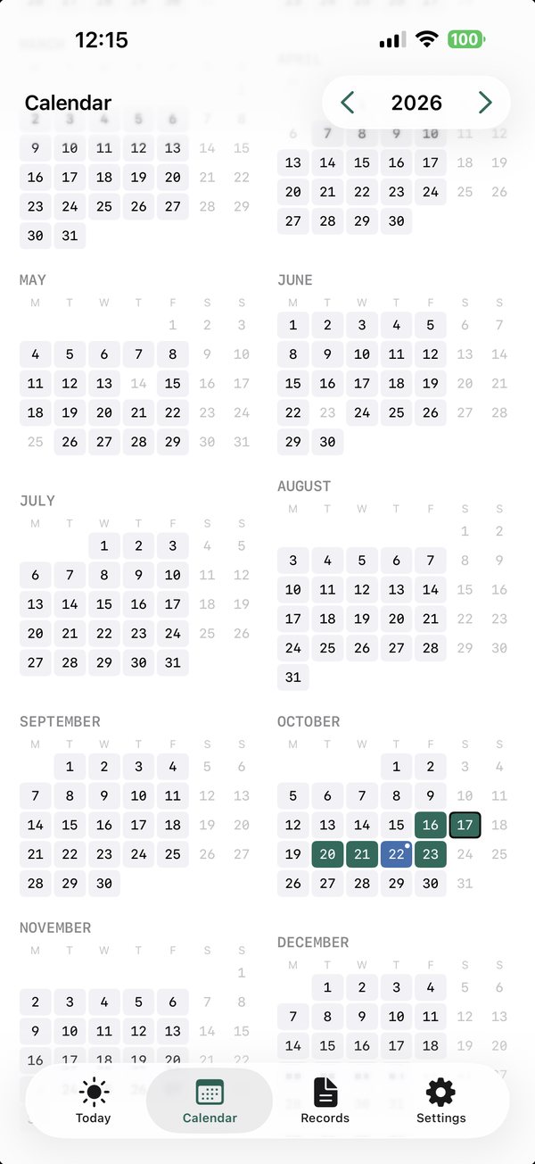 The whole year, every day in colour