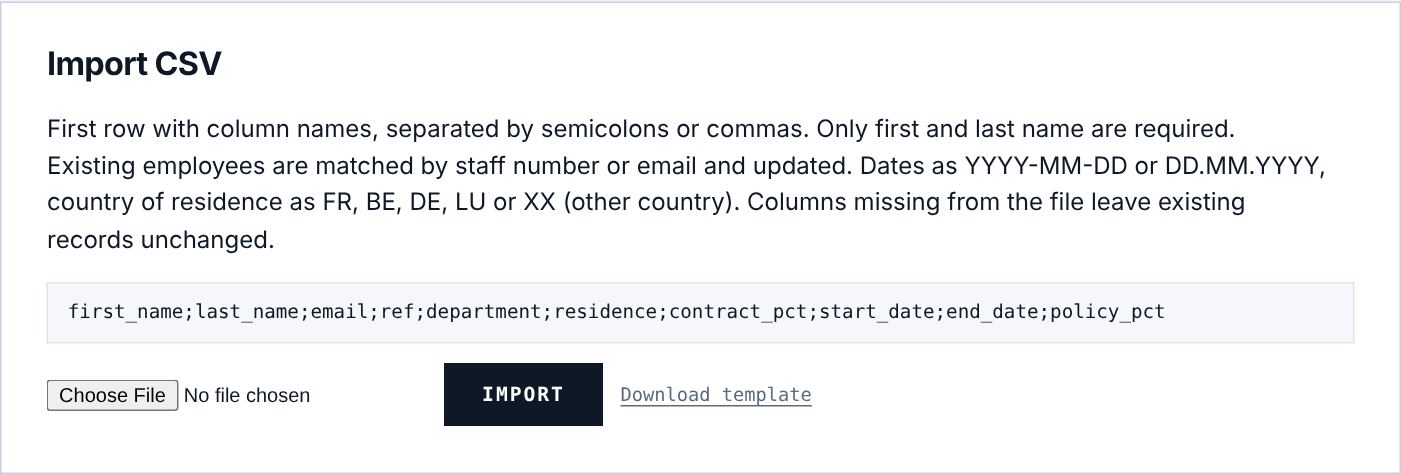 The CSV import.